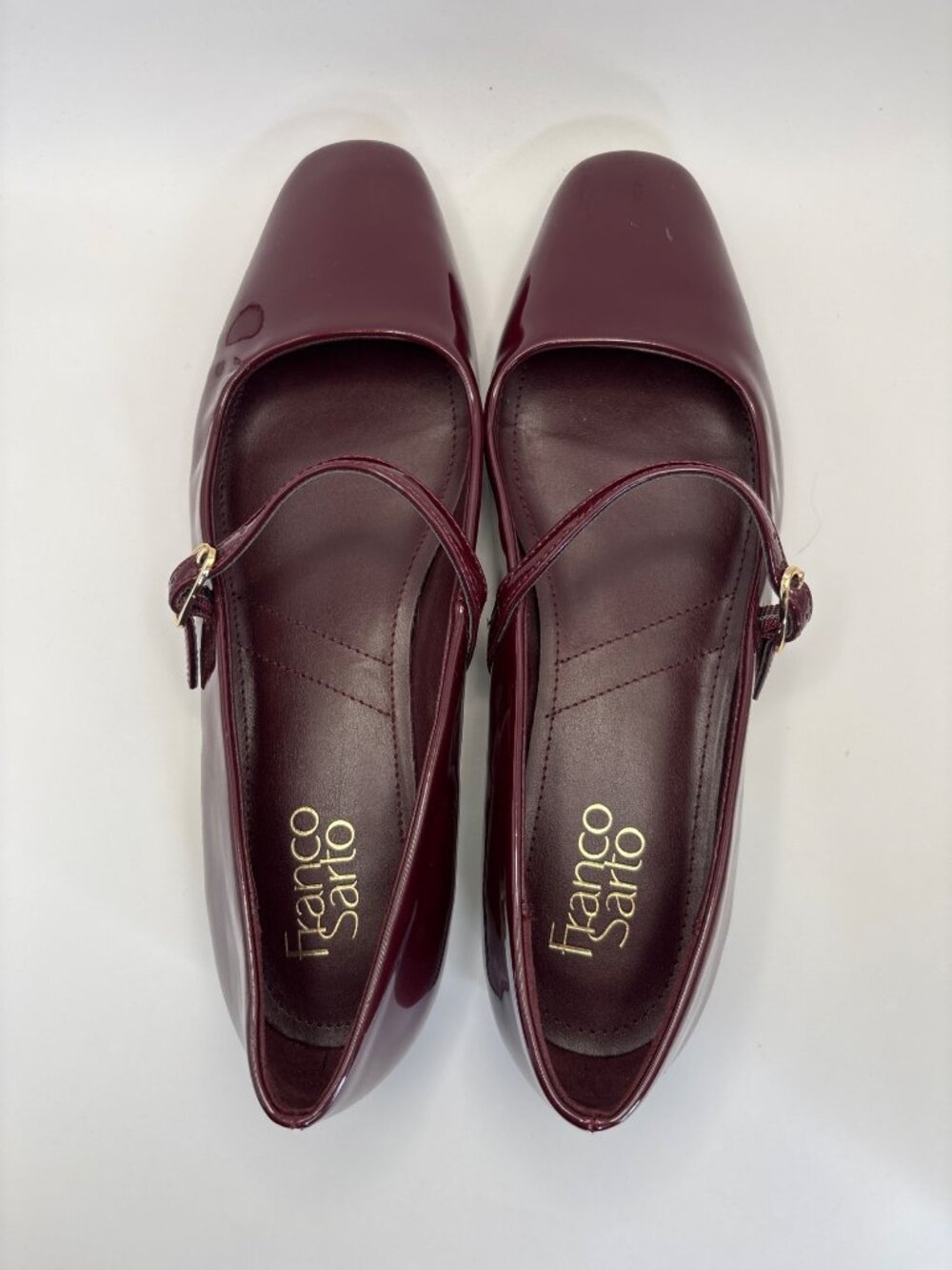 Franco Sarto Valie Mary Jane Flat Square Toe Shoe Patent Burgundy Size 8 - Picture 5 of 7